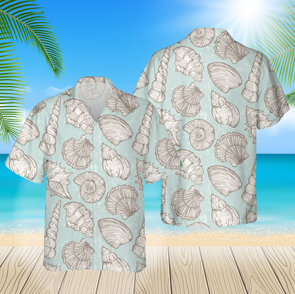 Pattern With Sea Shells White 3D Hawaii Shirt Hawaii