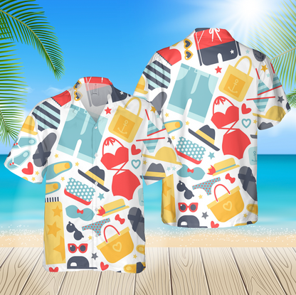 Beach Clothes Seamless Pattern 3D Blue Hawaii Shirt Hawaii Shirt