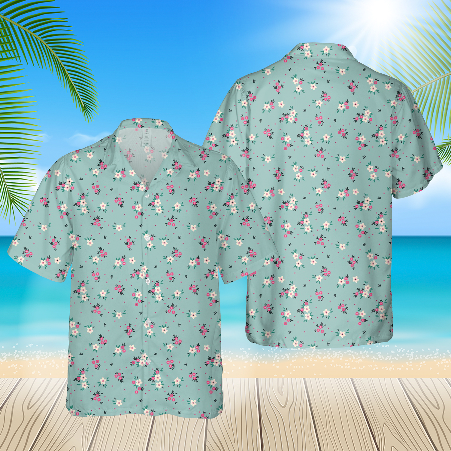 Small Pink Flowers 7 3D Hawaii Shirt For Men