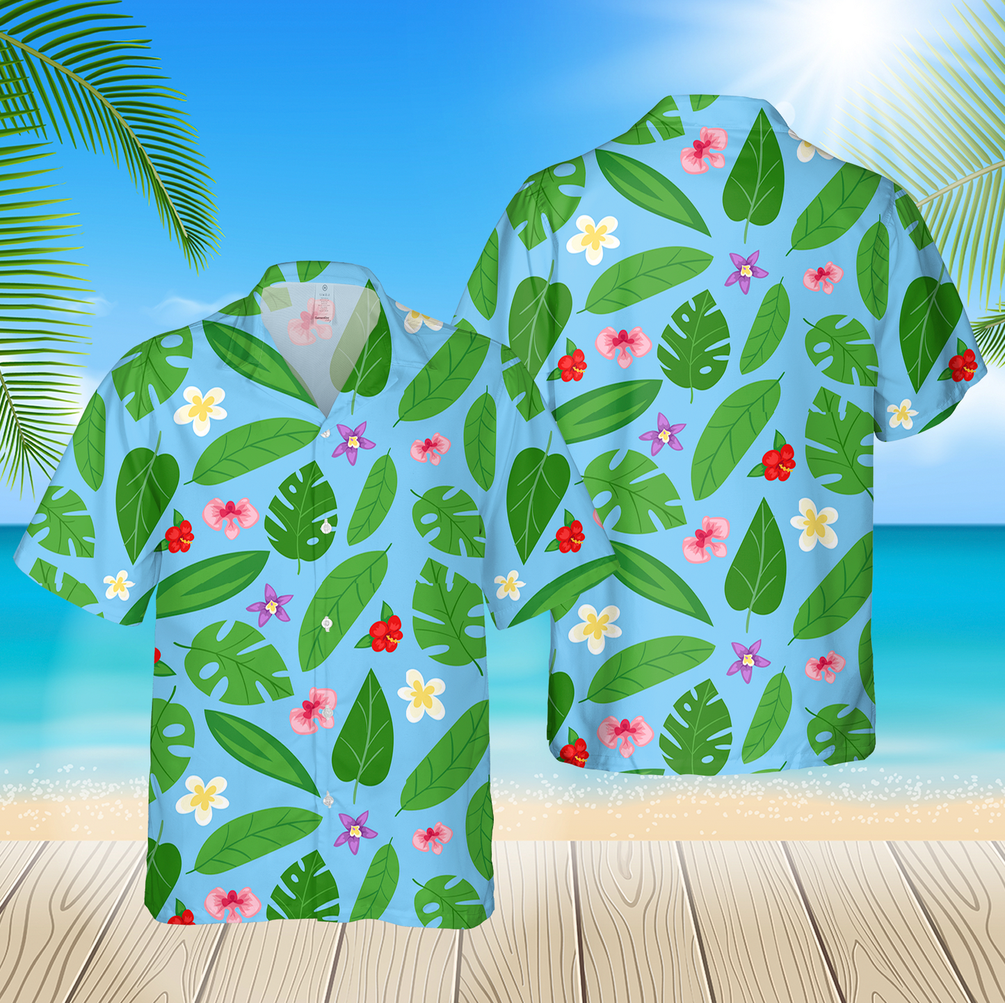 Summer Leafy Seamless Pattern Design Spring Green 3D Hawaii Shirt Hawaii