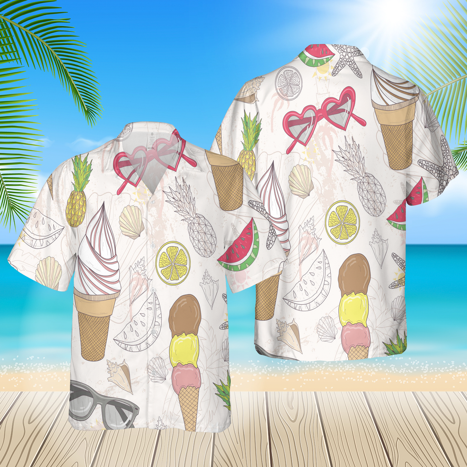 Cute Summer Abstract Pattern Red 3D Hawaii Shirt Hawaii Shirt