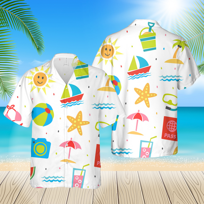 Summer Seamless Pattern Summer 3D Blue Hawaii Shirt Hawaii Shirt