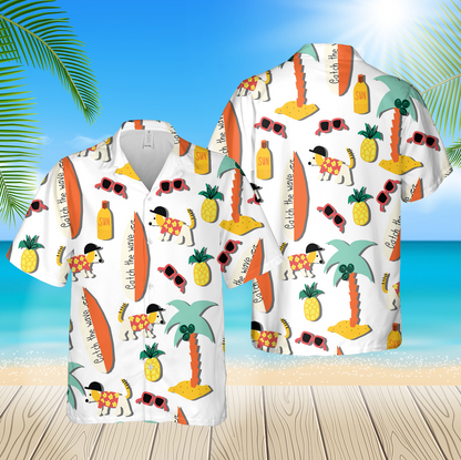 Dogs On Beach Seamless Pattern Red 3D Hawaii Shirt Hawaii Shirt