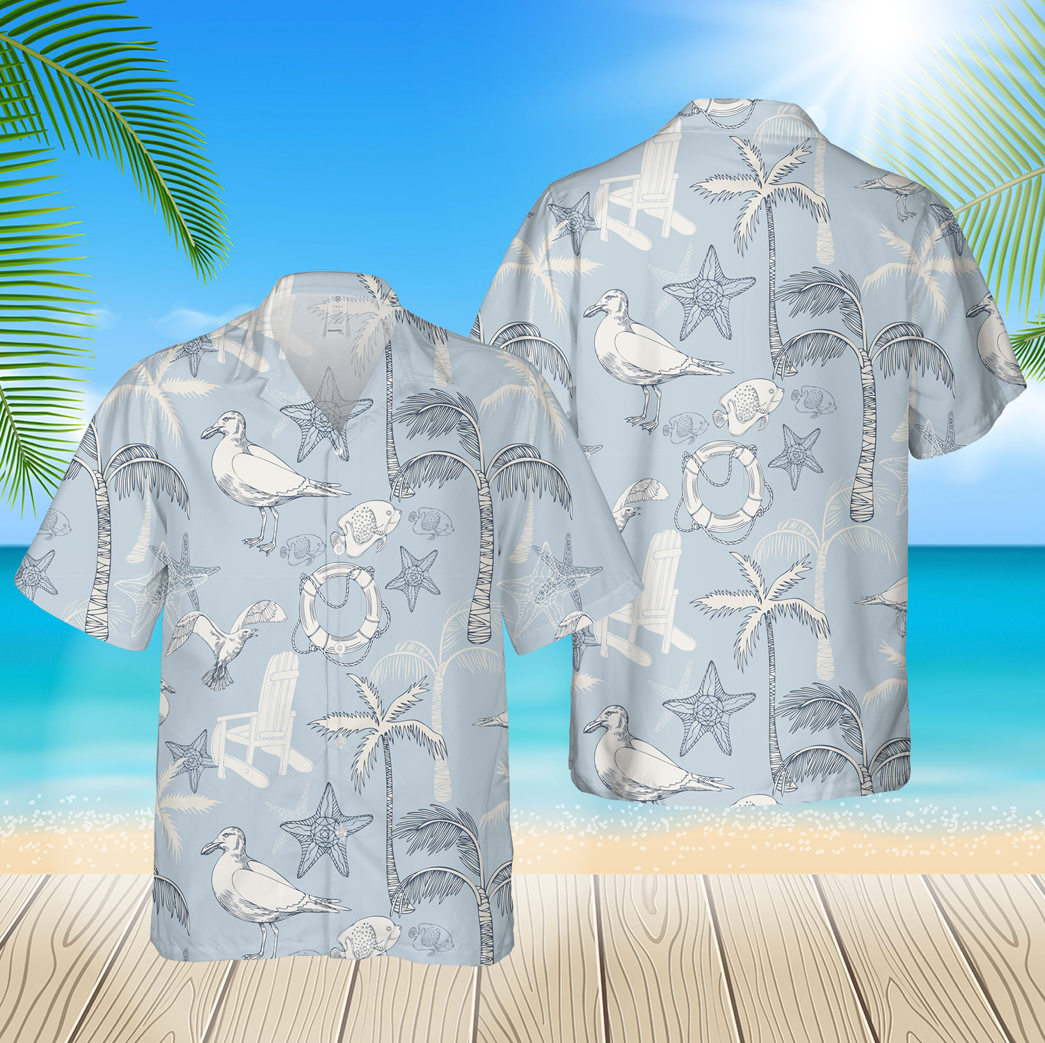 Abstract Sea Background Beach Exotic Wallpaper White 3D Hawaii Shirt Hawaii