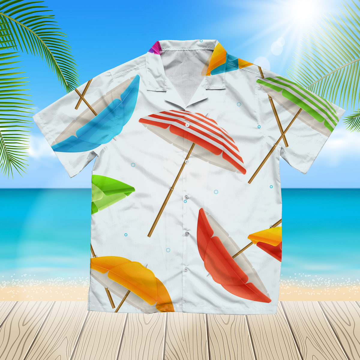 Beach Umbrella Red 3D Hawaii Shirt Hawaii Shirt