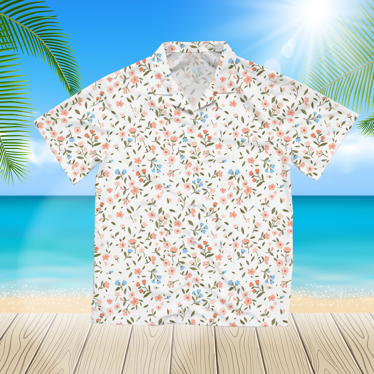 Small Flowers 3D Hawaii Shirt For Men