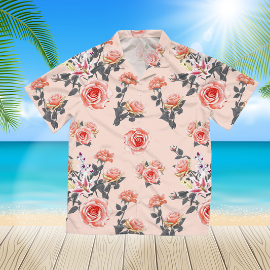 Floral With Pink Pastel Rose And Lily Flowers 3D Hawaii Shirt For Men
