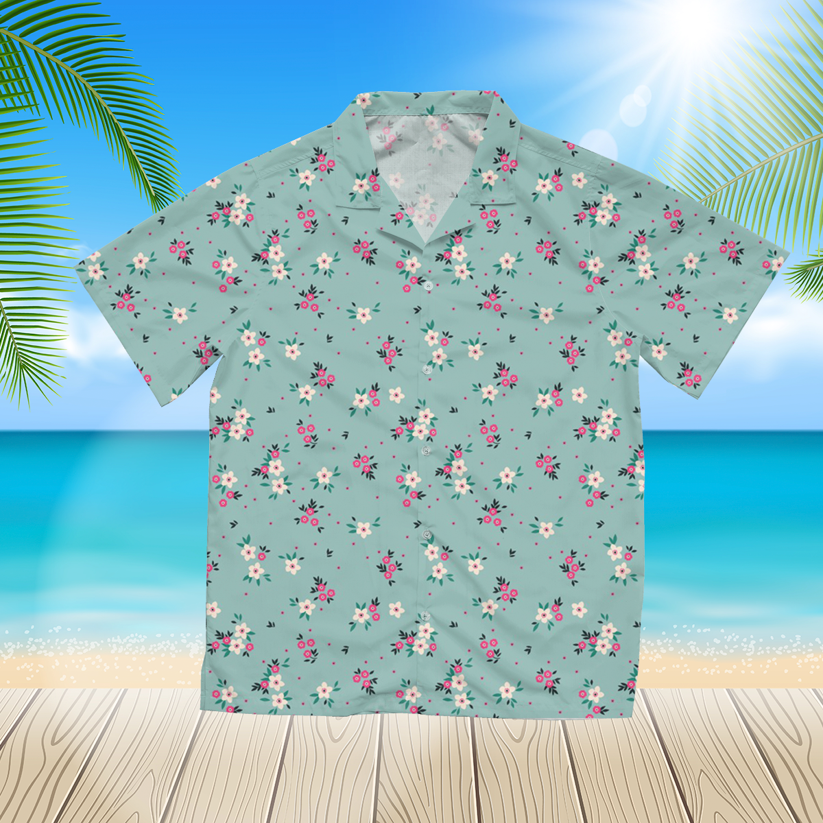 Small Pink Flowers 7 3D Hawaii Shirt For Men