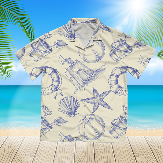 Summer Seaside Holidays And Beach Seamless Pattern 3D Blue Hawaii Shirt Hawaii Shirt