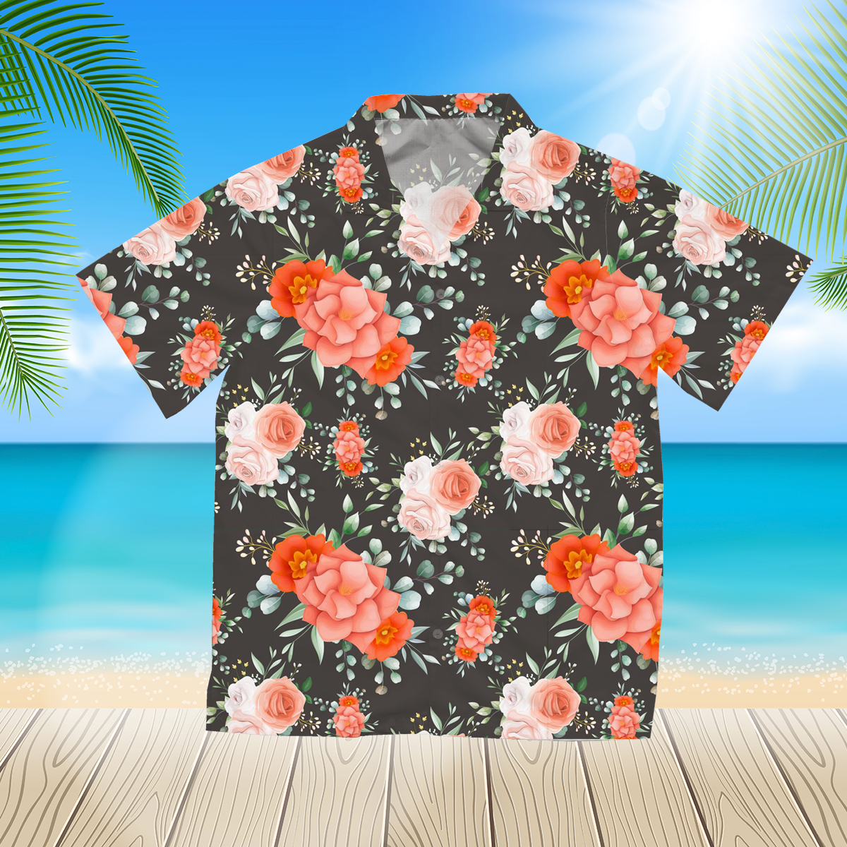 Beautiful Red Flower 2 3D Hawaii Shirt For Men Hawaii Shirt