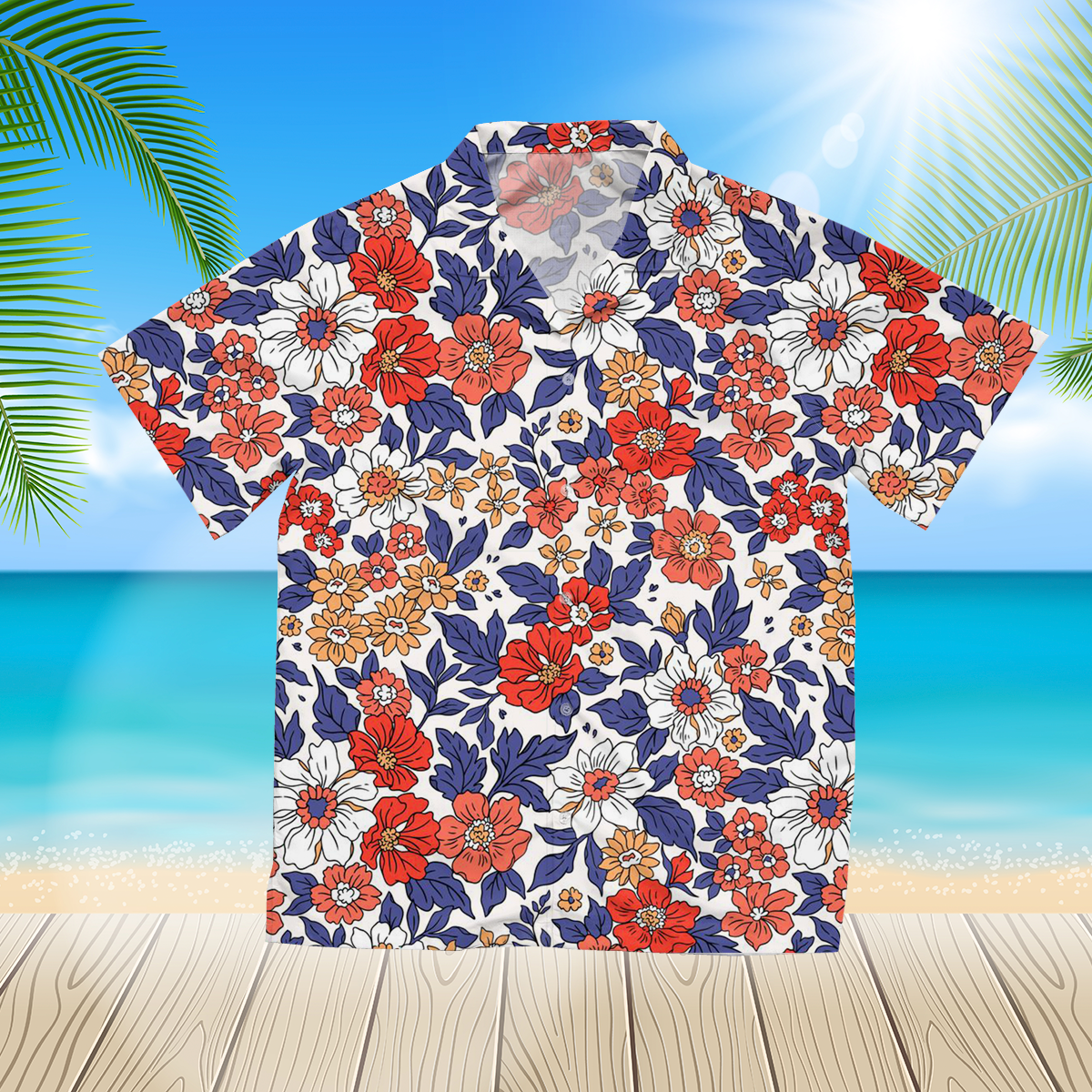 Small Realistic Flowers 3D Hawaii Shirt For Men Hawaii Shirt