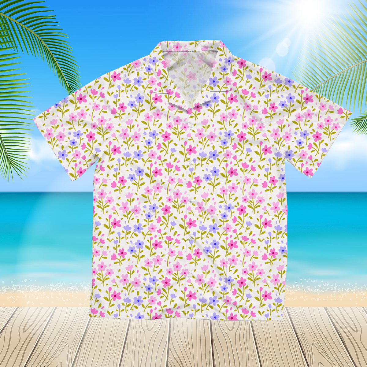 Small Flowers 14 3D Hawaii Shirt For Men