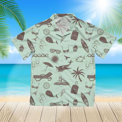 Beach Patern 3D Black Hawaii Shirt Hawaii Shirt