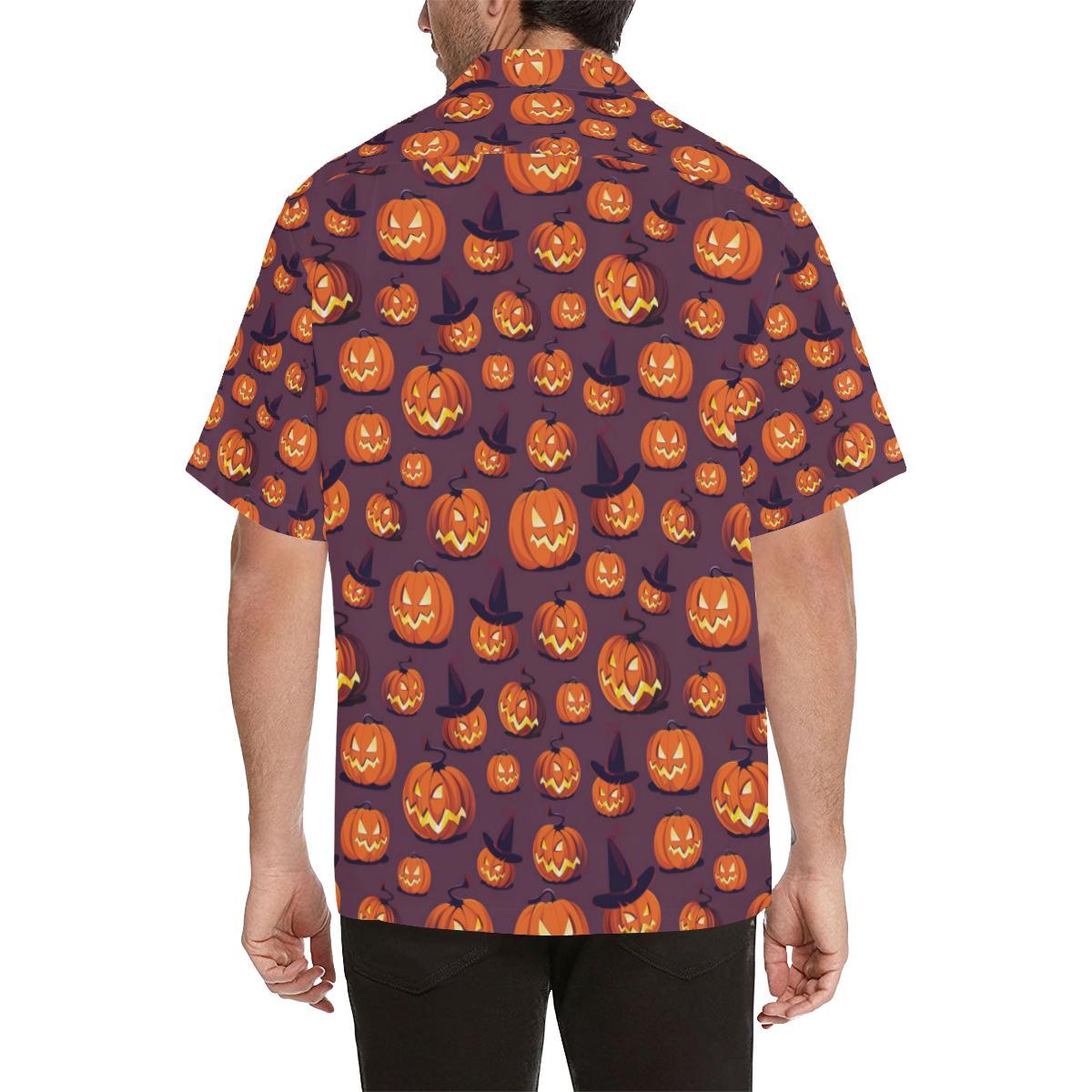 Halloween Pumpkin Pattern Print Design Hawaiian Shirt