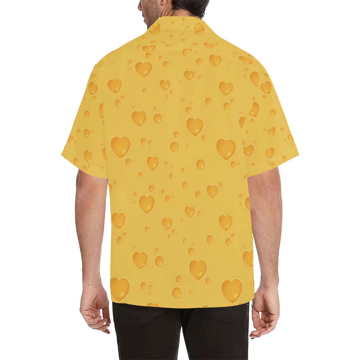 Cheese Heart Texture Pattern Mens All Over Print Hawaiian Shirt