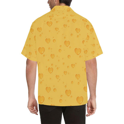 Cheese Heart Texture Pattern Mens All Over Print Hawaiian Shirt