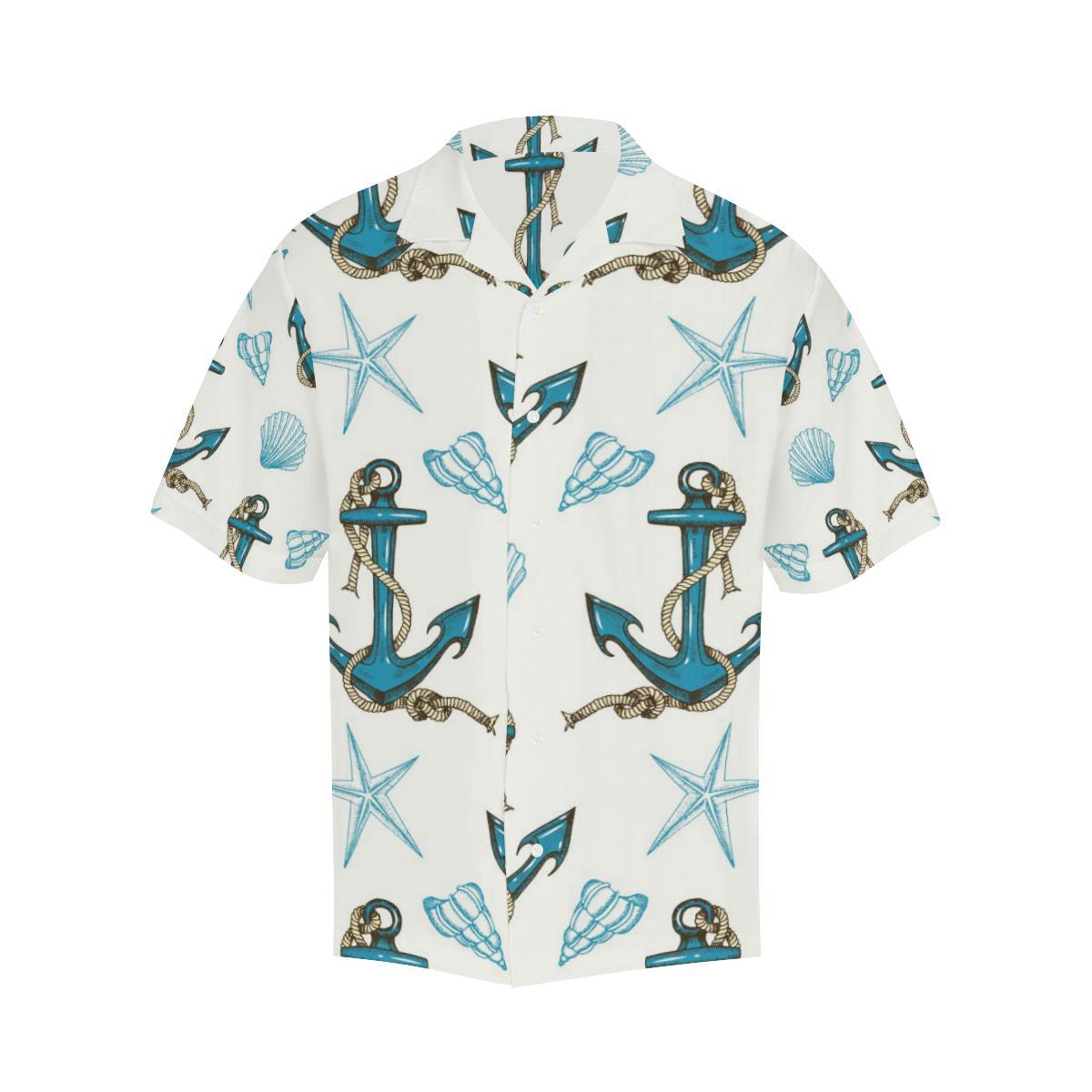 Anchor Shell Starfish Pattern Mens All Over Print Hawaiian Shirt