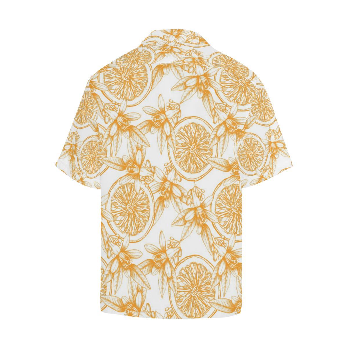 Hand Drawn Orange Fruit Pattern Mens All Over Print Hawaiian Shirt