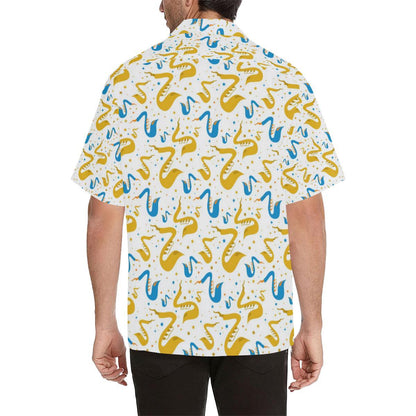 Saxophone Pattern Mens All Over Print Hawaiian Shirt