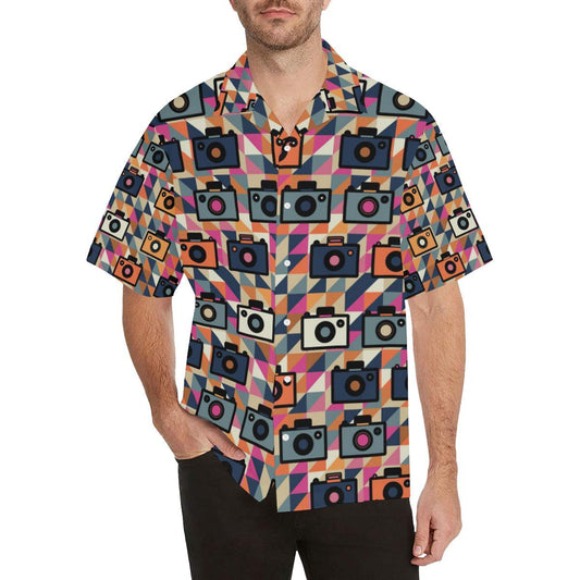 Camera Pattern Print Design 01 Mens All Over Hawaiian Shirt