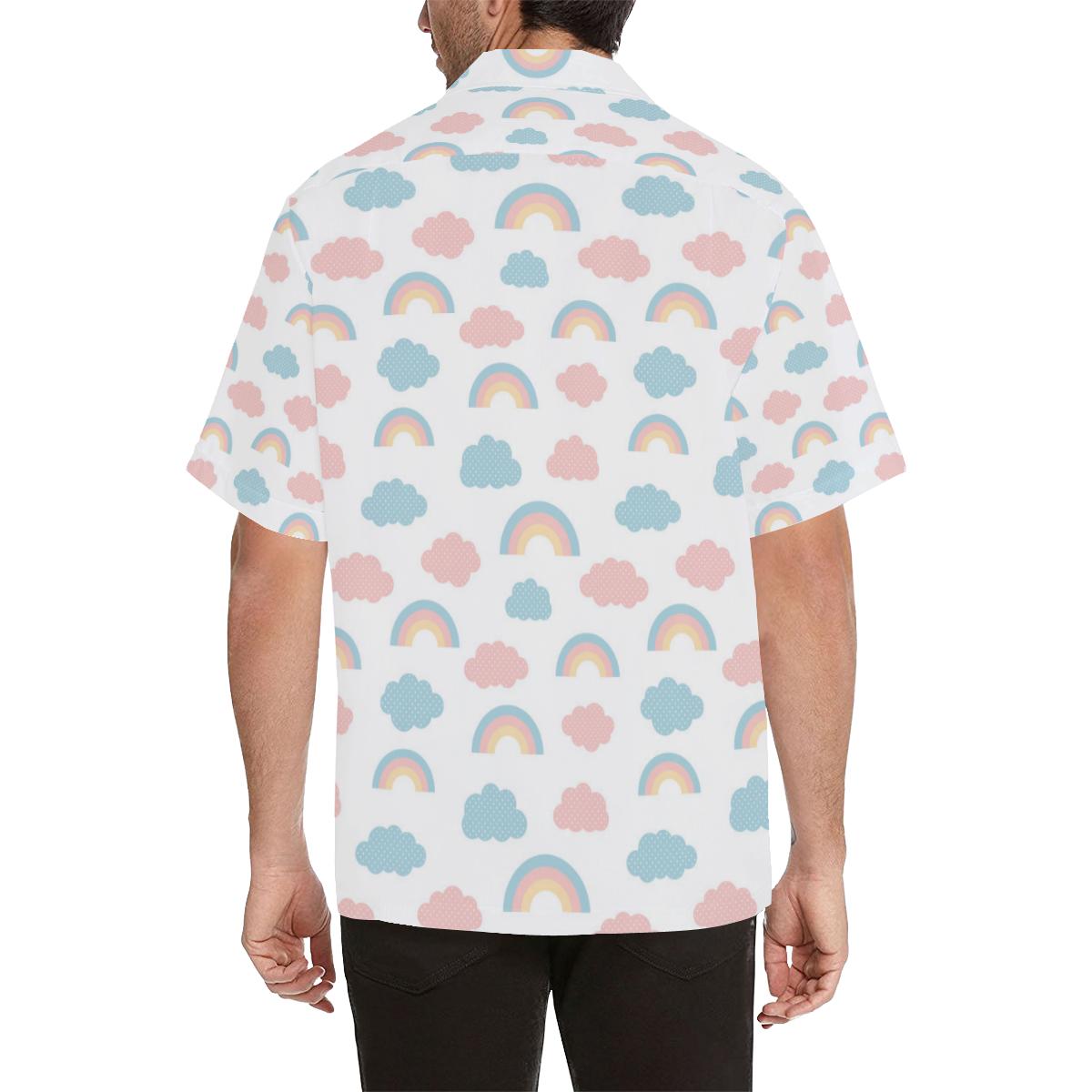 Cute Rainbow Clound Pattern Mens All Over Print Hawaiian Shirt