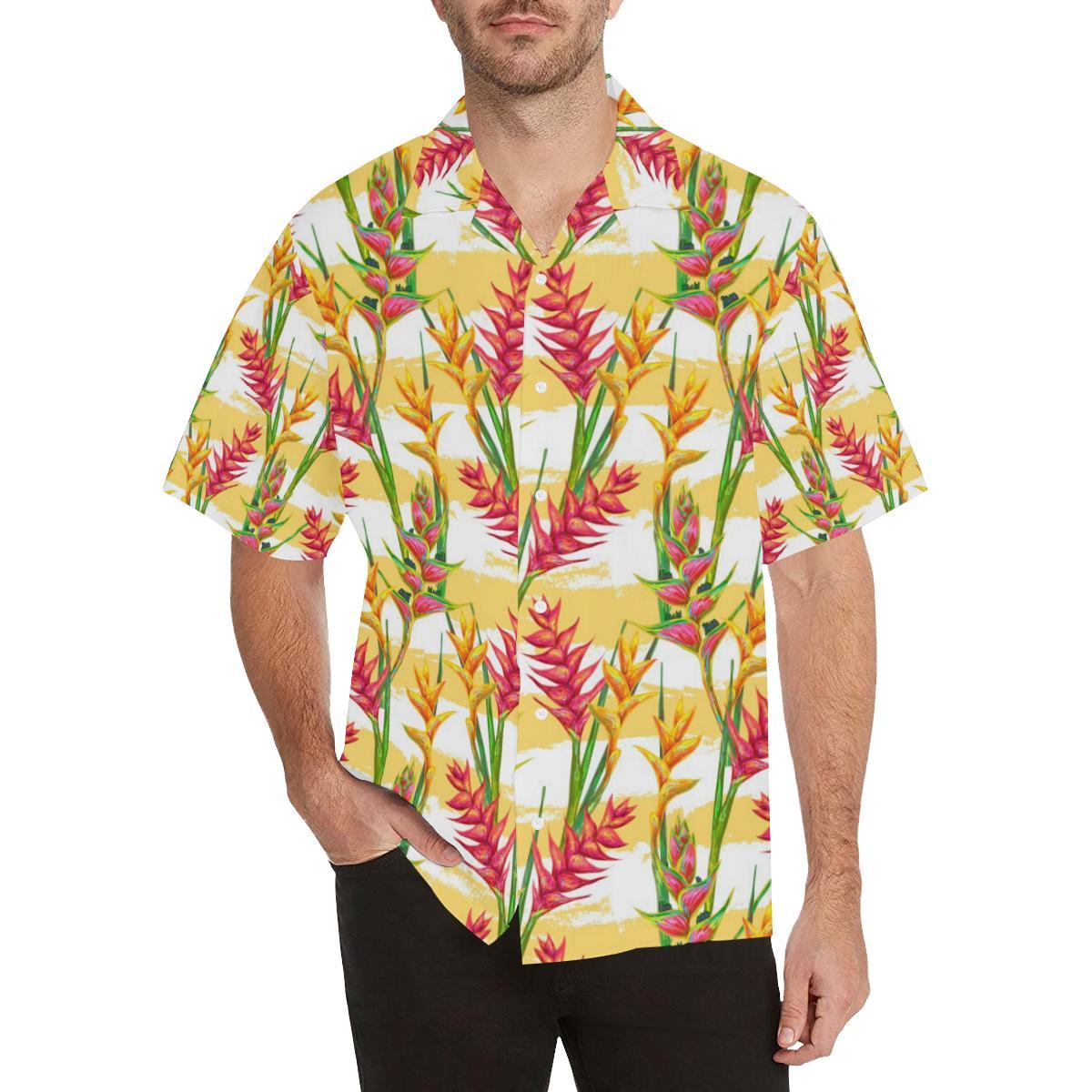 Heliconia Pattern Mens All Over Print Hawaiian Shirt