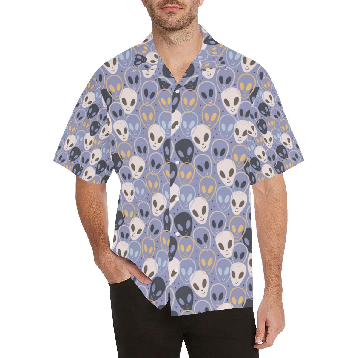 Alien Pattern Print Design 05 Mens All Over Hawaiian Shirt