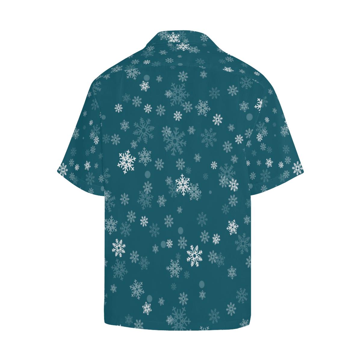 Snowflake Pattern Dark Background Mens All Over Print Hawaiian Shirt