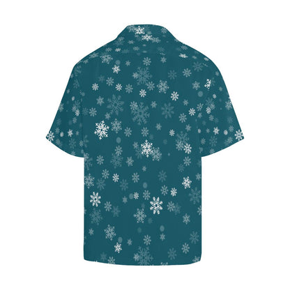Snowflake Pattern Dark Background Mens All Over Print Hawaiian Shirt