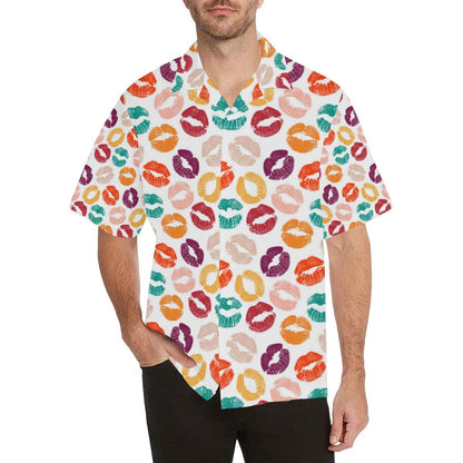 Lips Pattern Print Design 03 Mens All Over Hawaiian Shirt