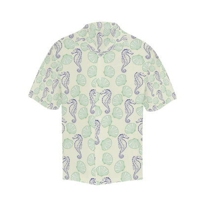 Seahorse Shell Pattern Mens All Over Print Hawaiian Shirt