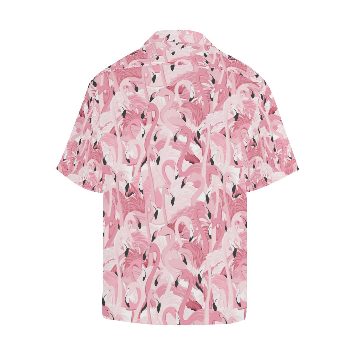 Pink Flamingos Pattern Background Mens All Over Print Hawaiian Shirt