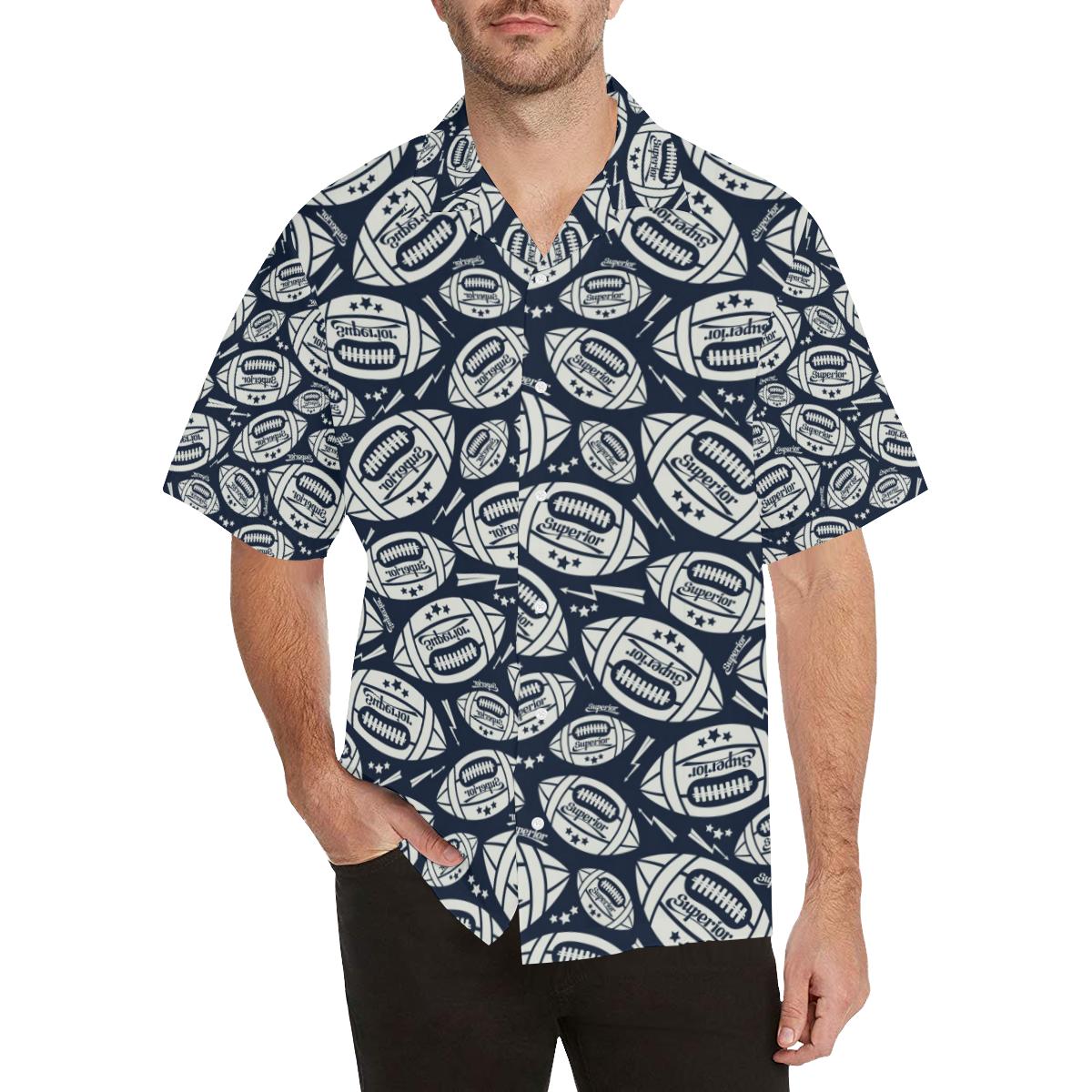 American Football Ball Pattern Mens All Over Print Hawaiian Shirt