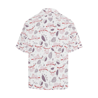 Sloth Leaves Pattern Mens All Over Print Hawaiian Shirt