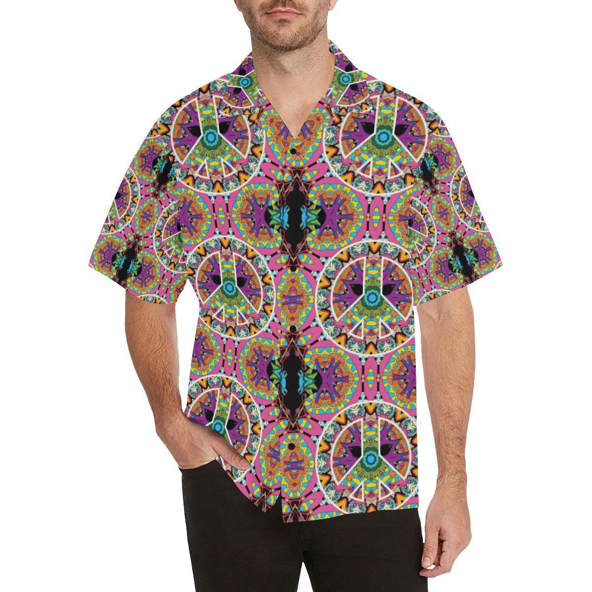 Peace Sign Pattern Print Design A Hawaiian Shirt