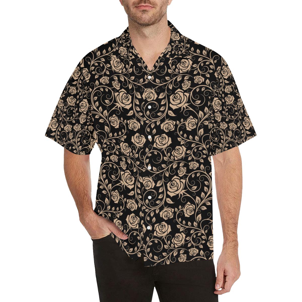 Rose Pattern Print Design 04 Mens All Over Hawaiian Shirt