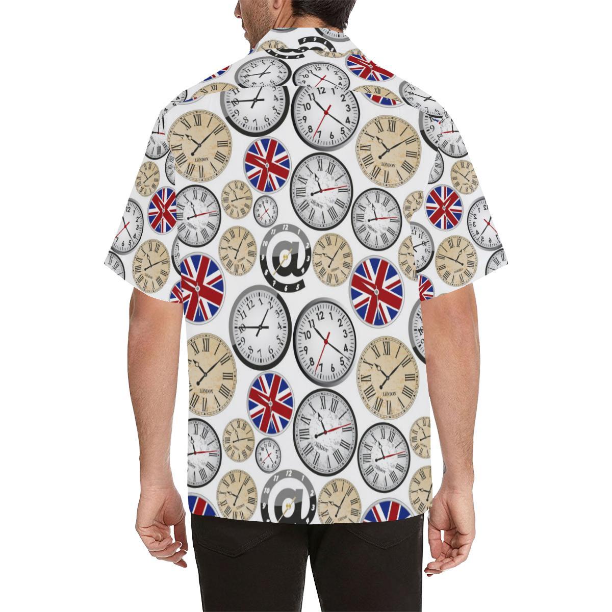 Wall Clock Uk Pattern Mens All Over Print Hawaiian Shirt