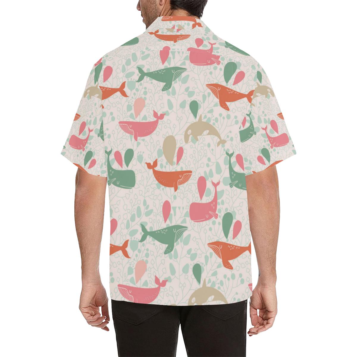 Cute Whale Pattern Mens All Over Print Hawaiian Shirt