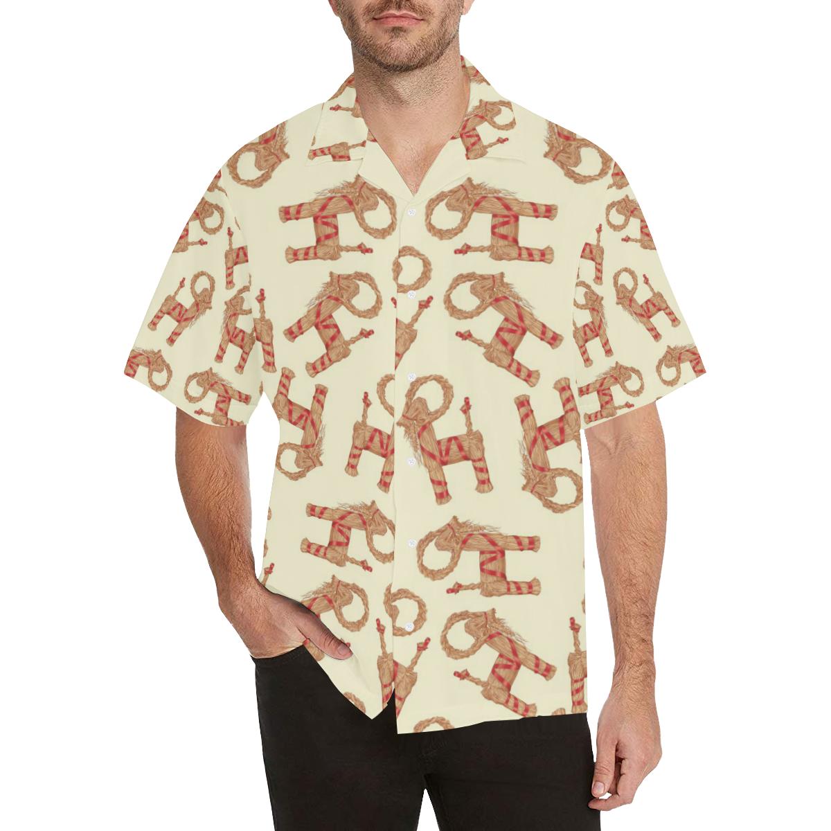 Yule Goat Or Christmas Goat Pattern Mens All Over Print Hawaiian Shirt