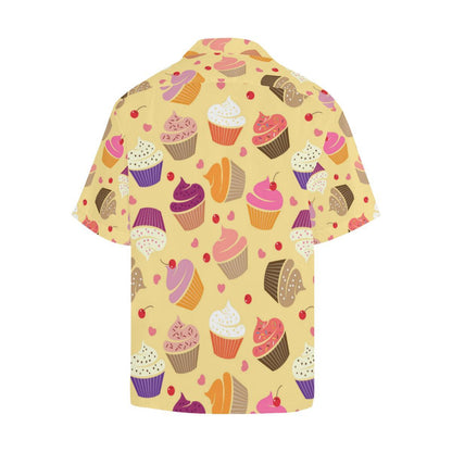 Cake Cupcake Heart Cherry Pattern Mens All Over Print Hawaiian Shirt