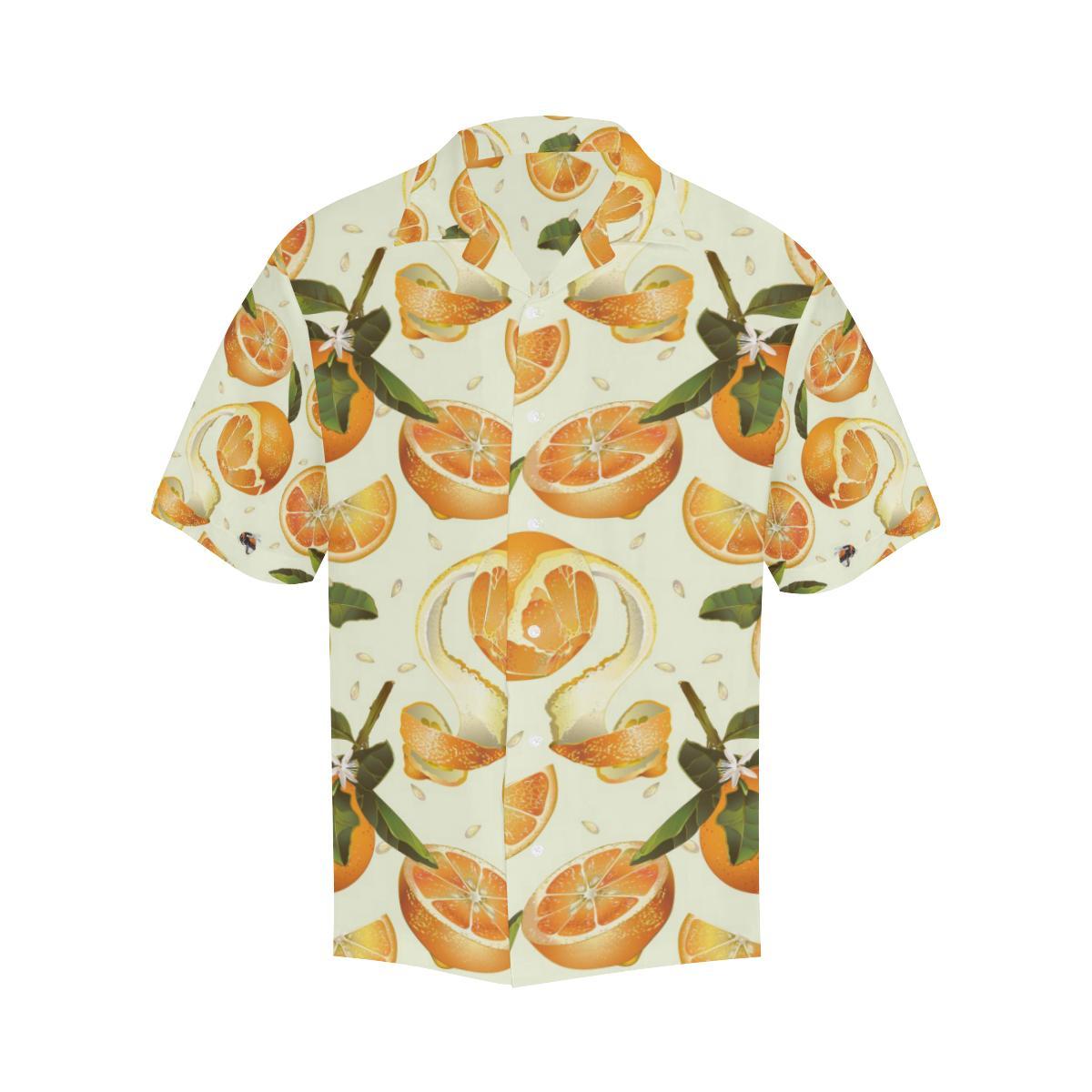 Orange Pattern Mens All Over Print Hawaiian Shirt