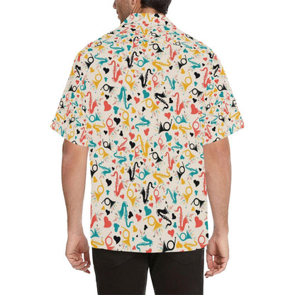 Saxophone Pattern Background Mens All Over Print Hawaiian Shirt