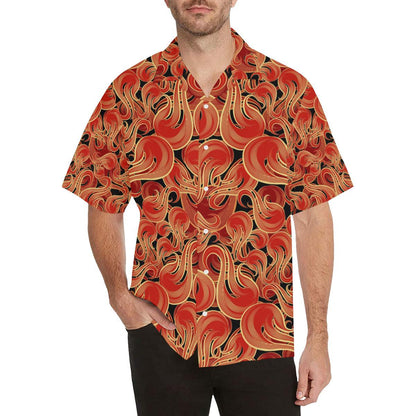 Fire Flame Pattern Mens All Over Print Hawaiian Shirt