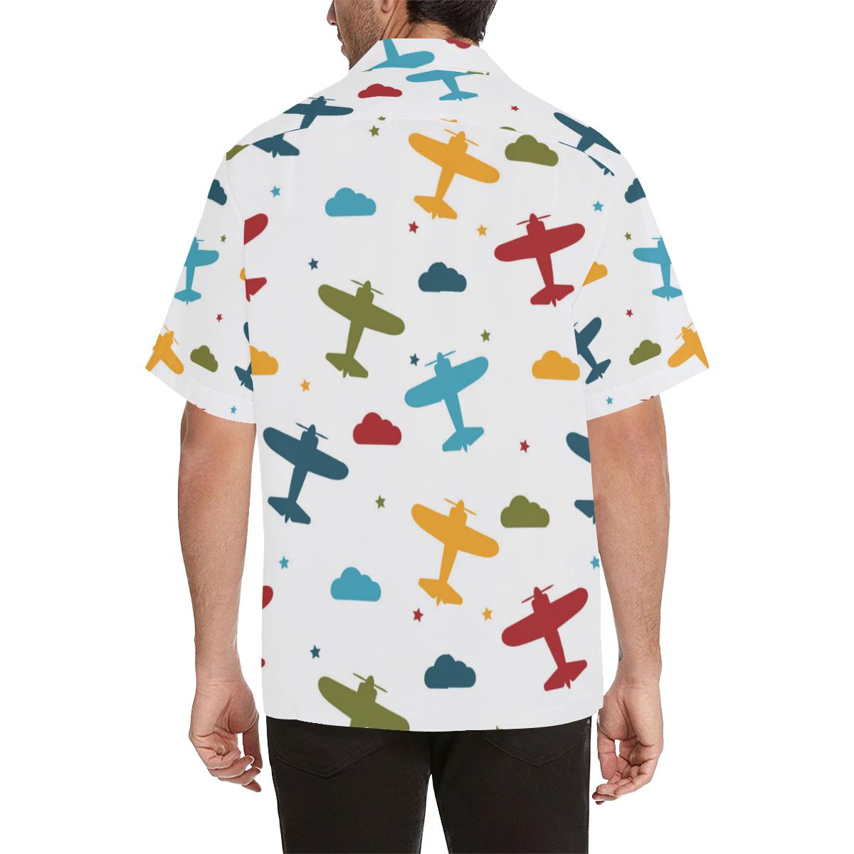 Airplane Star Cloud Colorful Mens All Over Print Hawaiian Shirt