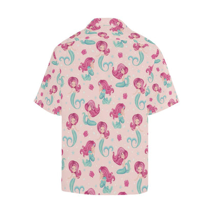 Cute Little Mermaid Pattern Mens All Over Print Hawaiian Shirt