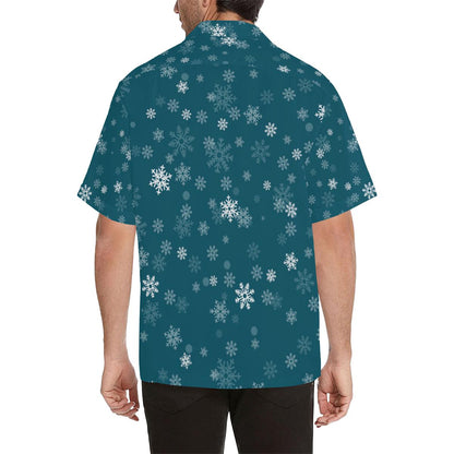 Snowflake Pattern Dark Background Mens All Over Print Hawaiian Shirt