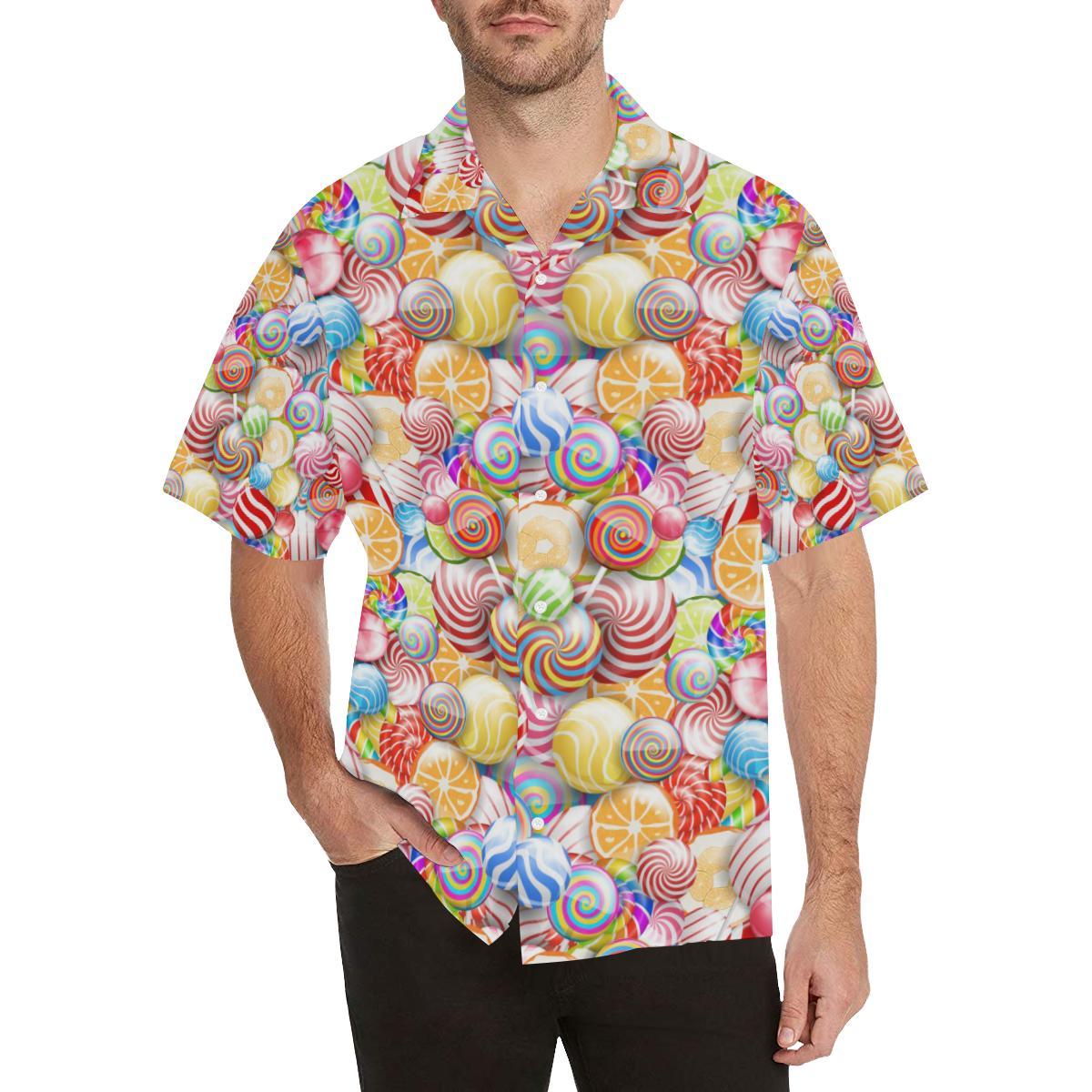 Candy Lollipop Pattern Mens All Over Print Hawaiian Shirt