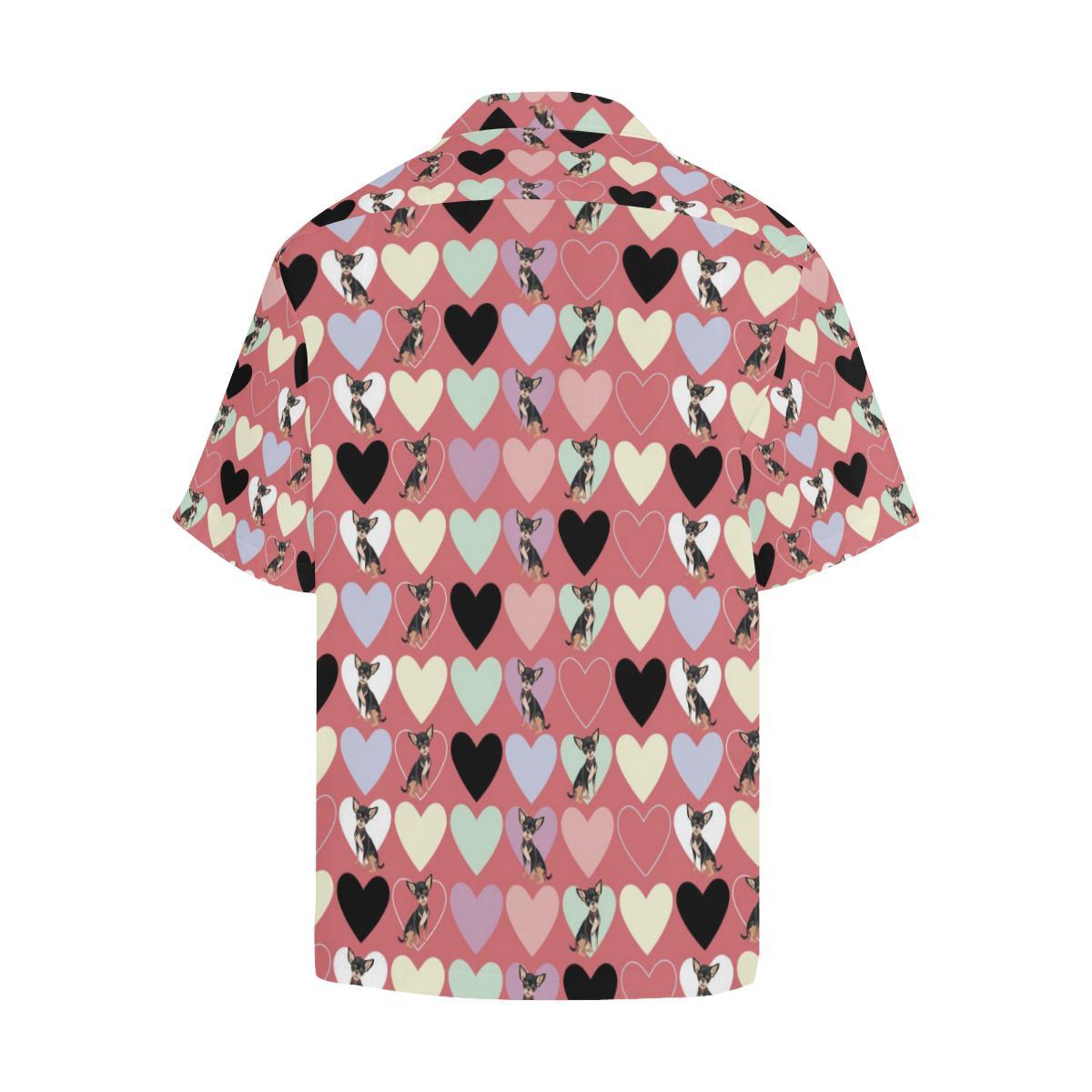 Chihuahua Heart Pink Pattern Mens All Over Print Hawaiian Shirt