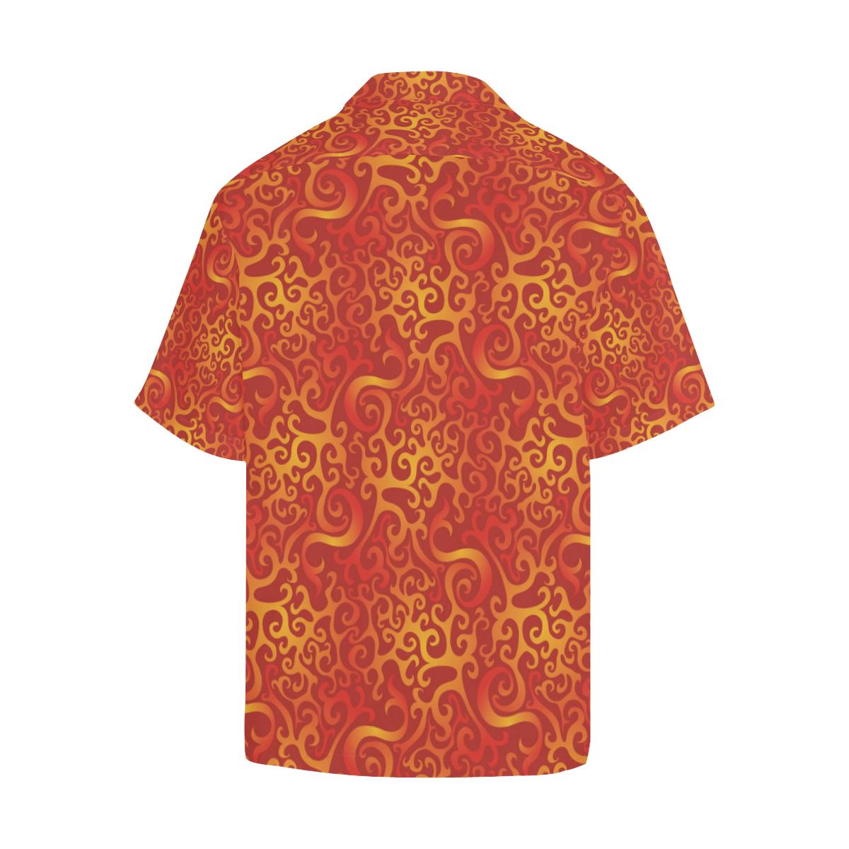 Flame Fire Pattern Mens All Over Print Hawaiian Shirt