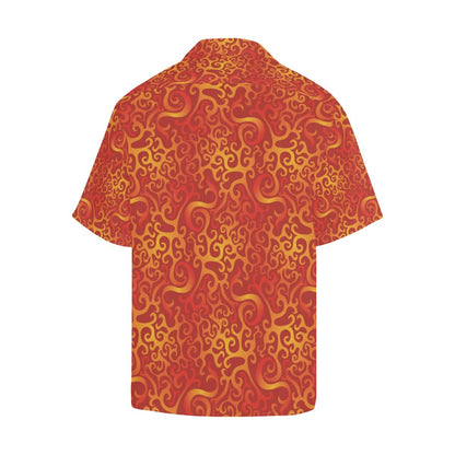 Flame Fire Pattern Mens All Over Print Hawaiian Shirt